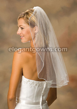 1 Tier Elbow Length Rattail Edge Wedding Veil 7-251-RT