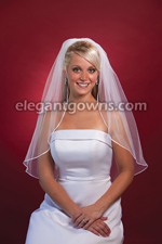 1 Tier Waist 1/8" Ribbon Edge Wedding Veil 72" Wide 7-301-1R