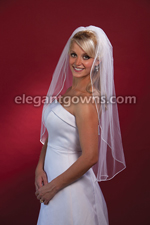 1 Tier Fingertip Length Rattail Edge Wedding Veil 7-361-RT