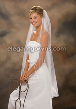 1 Tier Knee Length Rattail Edge Wedding Veil 7-451-RT