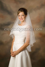 2Tier Waist Length Corded Edge Circular Cut Bridal Veil C1-302-C