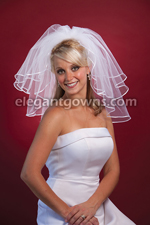 2 Tier Shoulder Length RibbonEdge Wedding Veil S1-202-1R