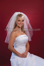 2 Tier Elbow Length Cut Edge Wedding Veil 72" Wide S7-252-CT