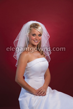 2 Tier Elbow Length Rattail Edge Wedding Veil 72" Wide S7-252-RT