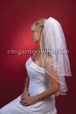 2 Tier Waist Length 1/8" Ribbon Edge Veil 72" Wide S7-302-1R