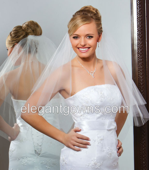 2Tier Waist Length Cut Edge Circular Cut Veil 72" Wide C7-302-CT - Click Image to Close