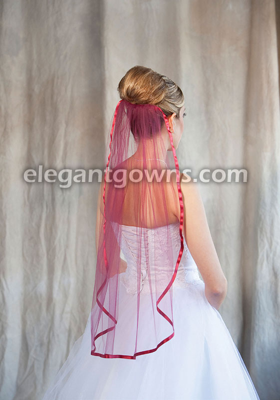 1 Tier Garnet Veil with 3/8" Garnet Ribbon Edge 5-301-3R-GT-GT - Click Image to Close