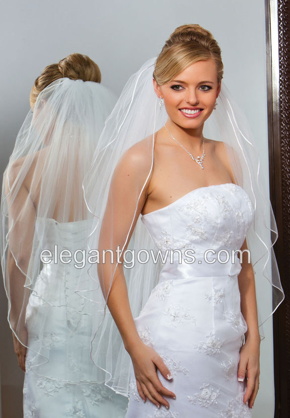 2 Tier Fingertip Length Rattail Edge Standard Cut Veil S1-362-RT - Click Image to Close