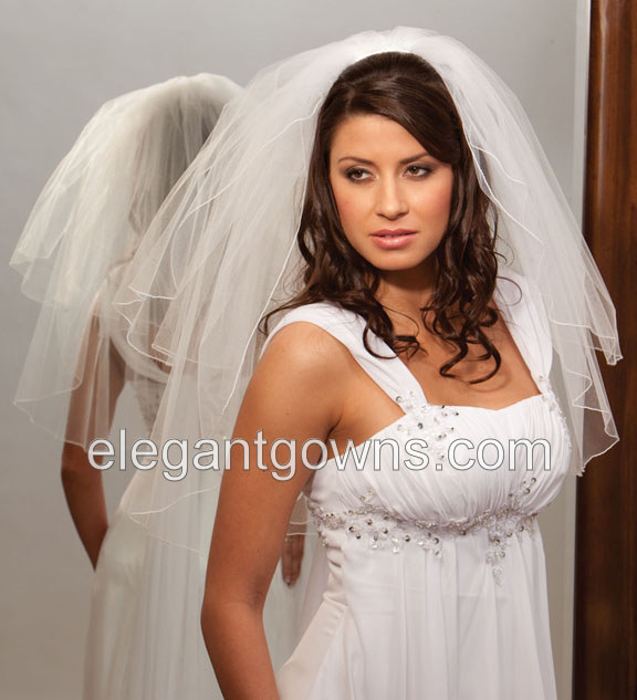 2 Tier Elbow Length Corded Edge Wedding Veil 72" Wide S7-252-C - Click Image to Close