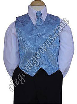 Baby Blue Jacquard Vest & Tie Ring Bearer Suit