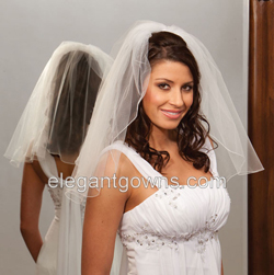 1 Tier Shoulder Length Corded/Pencil Edge Wedding Veil 1-201-C