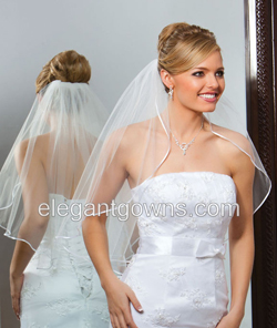 1 Tier Elbow 1/8" Ribbon Edge Wedding Veil 72" Wide 1-251-1R