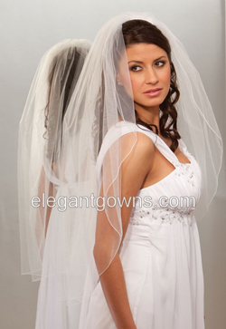 1 Tier Fingertip Length Corded/Pencil Edge Wedding Veil 1-361-C