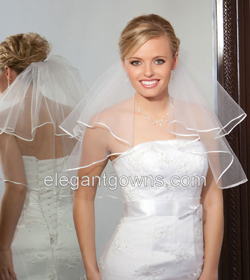 2 Tier Shoulder 1/8 Ribbon Edge Wedding Veil 72" Wide C7-202-1R