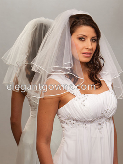 2 Tier Shoulder Rattail Edge Wedding Veil 72" Wide C7-202-RT