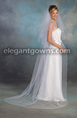 2 Tier Chapel Length Corded/Pencil Edge Wedding Veil C7-902-C