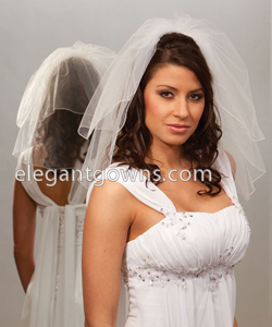 2 Tier Shoulder Length Corded/Pencil Edge Wedding Veil S5-202-C