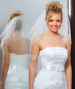 2 Tier Elbow Length Cut Edge Wedding Veil 72" Wide S7-252-CT