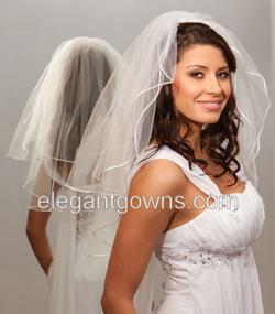 2 Tier Elbow Length Rattail Edge Wedding Veil 72" Wide S7-252-RT