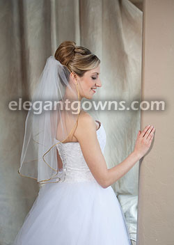 1 Tier Elbow Length Veil Antique Gold Rattail Edge 7-251-RT-AG