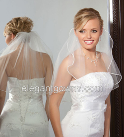 1 Tier Shoulder Length Rattail Edge Wedding Veil 1-201-RT