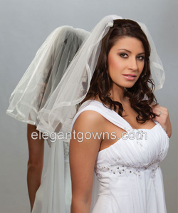 1 Tier Shoulder Length 5/8" Sheer Edge Wedding Veil 1-201-SR-RS