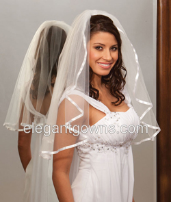 1 Tier Elbow Length 3/8" Ribbon Edge Wedding Veil 1-251-3R