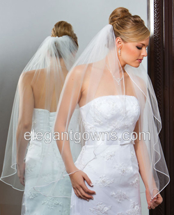 1 Tier Fingertip Length Soutache Edge Wedding Veil 1-361-ST