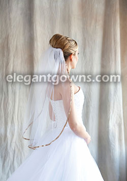 1 Tier Waist Length Veil With 3/8" Cafe Ribbon Edge 5-301-3R-CF