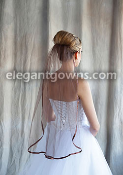 1 Tier Chocolate Veil 3/8" Chocolate Ribbon 5-301-3R-CH-CH