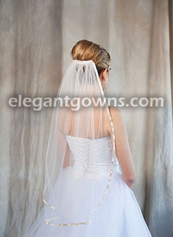 1 Tier Oyster Veil with 3/8" Oyster Ribbon Edge 5-301-3R-OY-OY