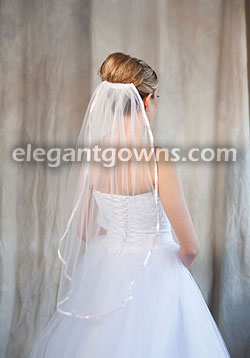 1 Tier Pink Veil with 3/8" Pink Ribbon Edge 5-301-3R-PK-PK