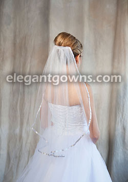 1 Tier Silver Veil with 3/8" Silver Ribbon Edge 5-301-3R-S-S