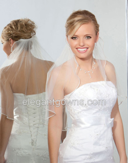 1 Tier Shoulder Tiny Rhinestone Edge Wedding Veil 7-201-TRS