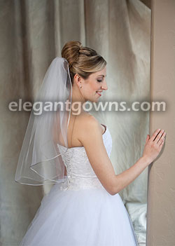 1 Tier Elbow Length Veil Antique Silver Rattail Edge 7-251-RT-AS