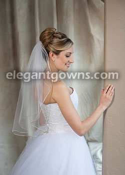 1 Tier Elbow Length Veil with Cafe Rattail Edge 7-251-RT-CF