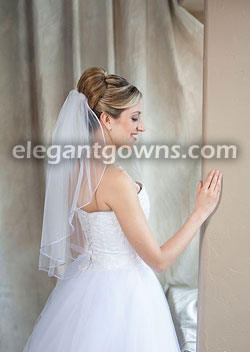 1 Tier Elbow Length Veil with Lavender Rattail Edge 7-251-RT-LV