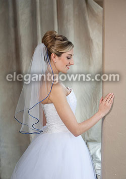 1 Tier Elbow Length Veil with RoyalBlue Rattail Edge 7-251-RT-RB