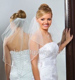 1 Tier Elbow Length Soutache Edge Wedding Veil 7-251-ST