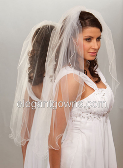 1 Tier Fingertip Length Filament Edge Wedding Veil 7-361-F