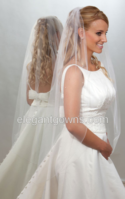 1 Tier Knee Length Corded/Pencil Edge Wedding Veil 7-451-C-P