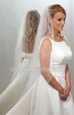 1 Tier Knee Length Pearl Edge Wedding Veil 7-451-P