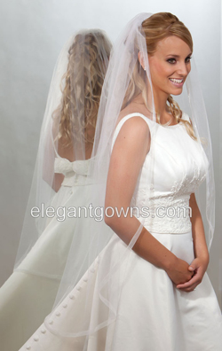 1 Tier Knee Length 5/8" Sheer Ribbon Edge Wedding Veil 7-451-SR