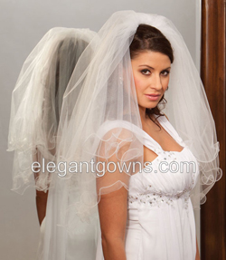 2 Tier Waist Length Filament Edge Wedding Veil C1-302-F