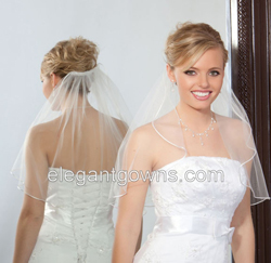 1 Tier Shoulder Length Rattail Edge Wedding Veil C7-201-RT