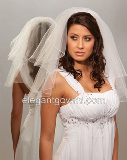 2 Tier Shoulder Length Corded Wedding Veil 72" Wide C7-202-C