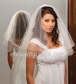 2 Tier Elbow Length Corded Edge Circular Cut Veil C7-252-C-P