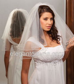 2 Tier Elbow Length Pearl Edge Wedding Veil C7-252-P