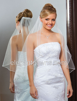 1Tier Waist Length Soutache Edge Circular Wedding Veil C7-301-ST