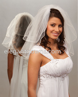 2 Tier Shoulder Length Pearl Edge Wedding Veil S5-202-P